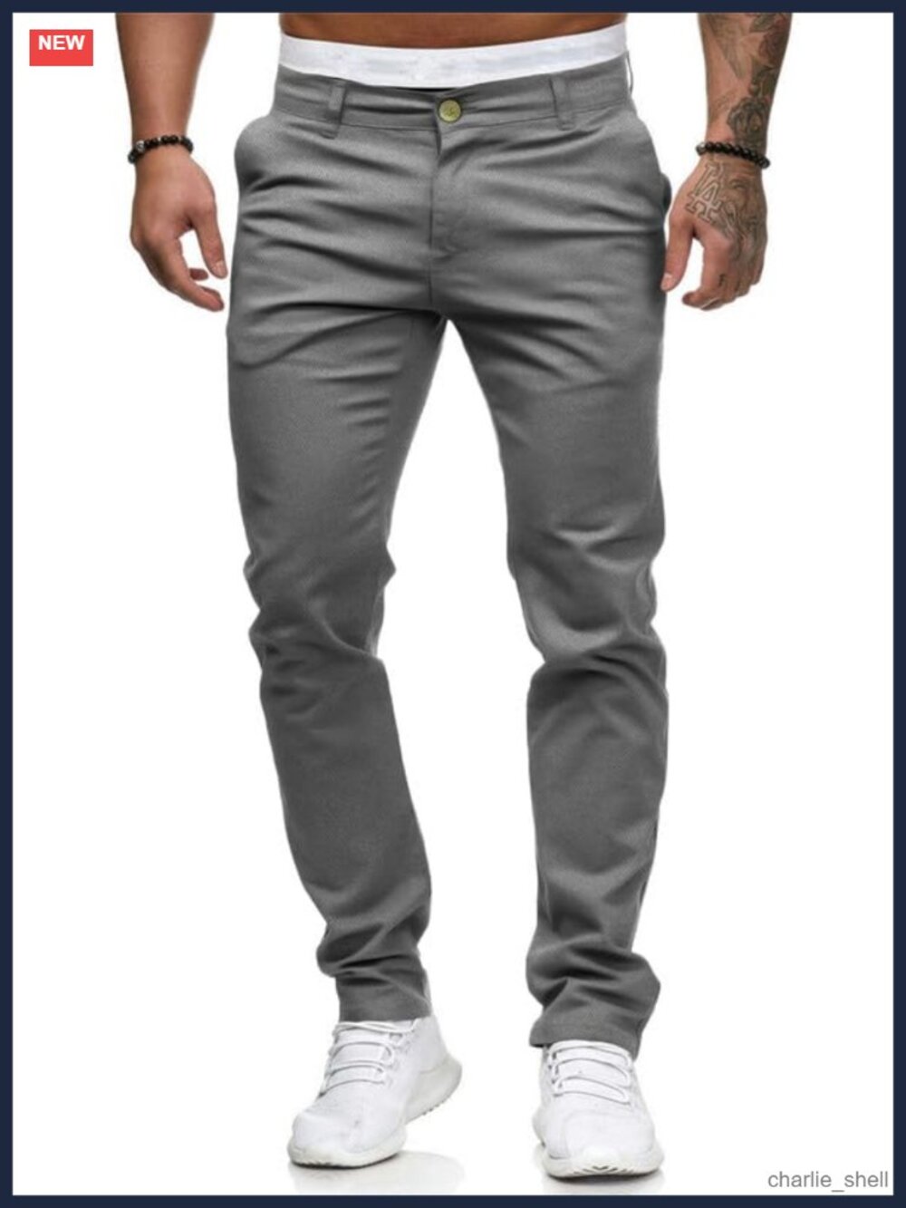 Mens Chinos Slim Fit Stretch Flat-Front Skinny Dress Pants